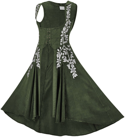 Tauriel Maxi Overdress Limited Edition Moss Green Silver Embroidery