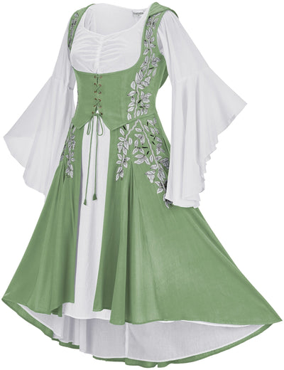 Tauriel Maxi Set Limited Edition Spring Basil Silver Embroidery